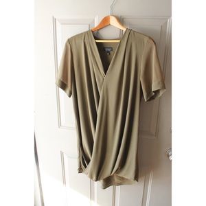 Topshop olive green shift dress